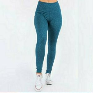 High Waisted Leopard Print Teal Athletic Leggings NWT